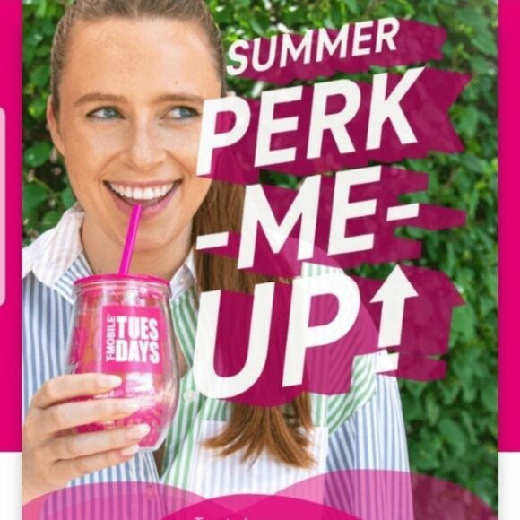 T-Mobile Tropical Tumbler Lid Straw Pink Tropical Palm Leaf Design Plastic New - Picture 2 of 7